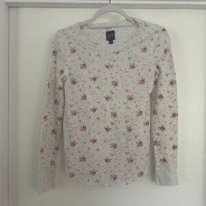 GAP Grey Floral Long-sleeve Top -- XS